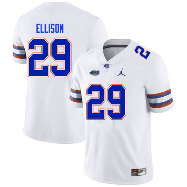 Men #29 Khamal Ellison Florida Gators College Football Jersey White